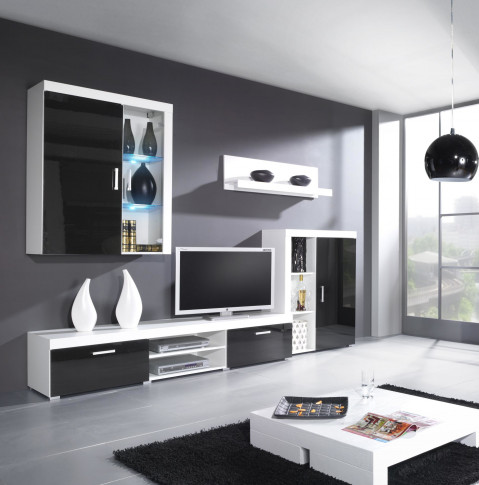 Regał SAMBA (Unit 3) biały/czarny połysk - Galeria zdjęcie 2