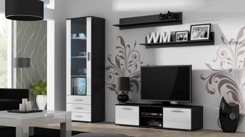Szafka RTV SOHO 140 czarny/ biały połysk - Galeria zdjęcie 2
