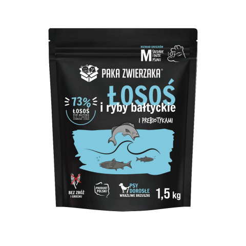 PAKA ZWIERZAKA Łosoś z rybami bałtyckimi M - sucha karma dla psa - 1,5kg - Galeria zdjęcie 1