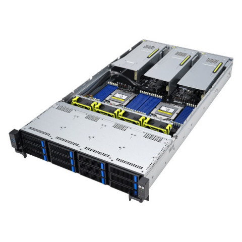 Platforma Asus Rack (2U) RS720A-E12-RS12 AMD Epyc 9004 (8x NVMe, 4x SATA/SAS, 2xM.2, 4xGPU, 2x10Gbe, IPMI, 1+1 2600W) - Galeria zdjęcie 2