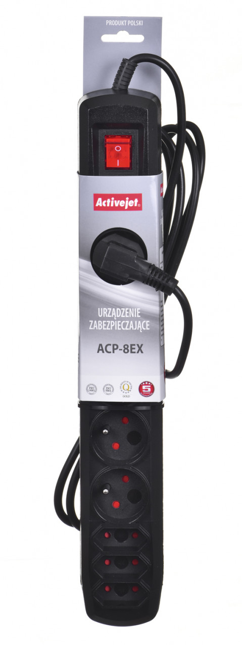 Activejet LISTWA ZASILAJĄCA APN-8g/3m (czarna) - Galeria zdjęcie 3