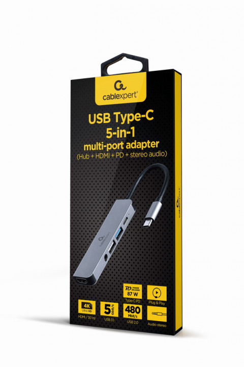 GEMBIRD MULTI ADAPTER USB TYP-C 5W1 SREBRNY - Galeria zdjęcie 1