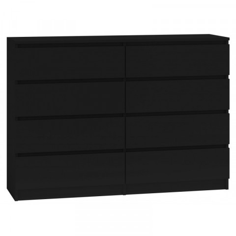 M8 MALWA KOMODA 140CM 8 SZUFLAD CZARNY - Galeria zdjęcie 1