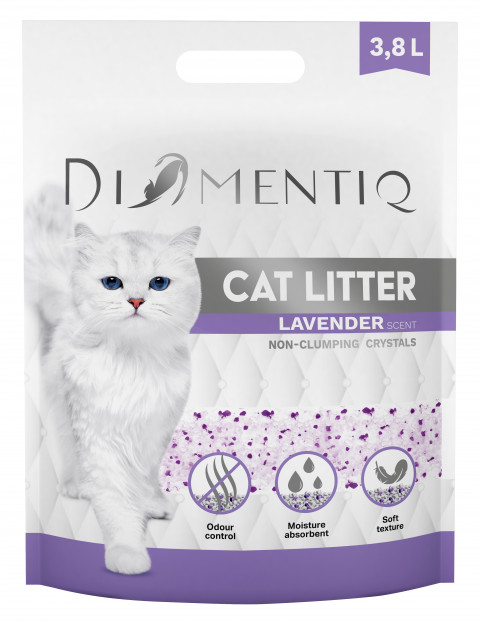 DIAMENTIQ Żwirek Lavender Silikonowy, Niezbrylający się dla kota - 8x3,8 l - Galeria zdjęcie 2
