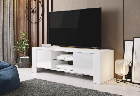 Szafka RTV WEST 42/130/42 biały/ biały połysk - Galeria zdjęcie 3