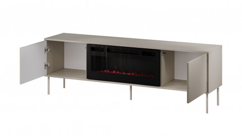 Szafka RTV EF + kominek czarny TRESSE 180x40x54,5 kaszmir mat - Galeria zdjęcie 2