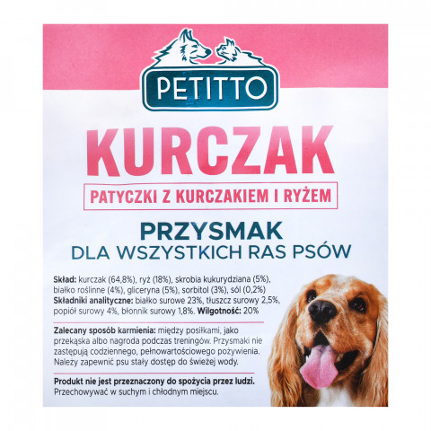 PETITTO Patyczki z kurczakiem i ryżem - przysmak dla psa - 500g - Galeria zdjęcie 4