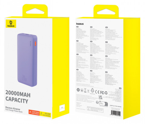 BASEUS POWERBANK AIRPOW 20000MAH 20W (FIOLETOWY) - Galeria zdjęcie 6