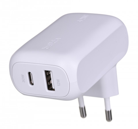 Ładowarka Belkin BoostCharge Dual USB-C + USB-A Wall Charger 42W White - Galeria zdjęcie 1