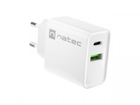 NATEC ŁADOWARKA SIECIOWA RIBERA USB-A+USB-C 20W PD - Galeria zdjęcie 1