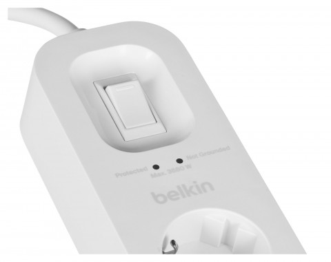 Listwa zasilająca Belkin Power Surge 4-PORT + 1xUSB-A +1xUSB-C 2.4A PD 525J 2m White Schuko - Galeria zdjęcie 7