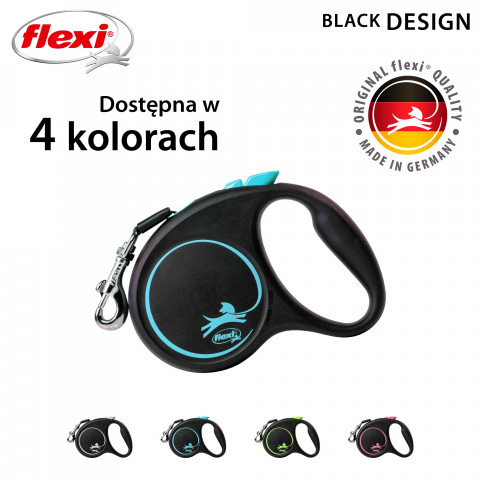 FLEXI Black Design S niebieska - automatyczna smycz dla psa - 5m - Galeria zdjęcie 5