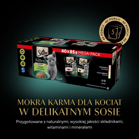SHEBA Nature's Collection Drobiowe smaki w galarecie- Junior Kurczak/Łosoś - Mokra karma dla kota 40x85g - Galeria zdjęcie 8