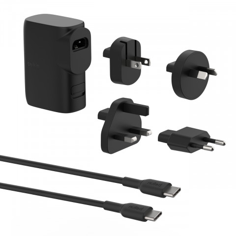 Ładowarka z Powerbankiem Belkin BoostCharge Hybrid Wall Charger 25W + Power Bank 5K + Travel Adapter Kit 1xUSB-A + 1xUSB-C PD3.0 5000mAh 20W Black - Galeria zdjęcie 1
