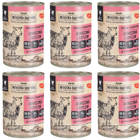 WIEJSKA ZAGRODA Jagnięcina z krylem - mokra karma dla kota - 6x400g - Galeria zdjęcie 1