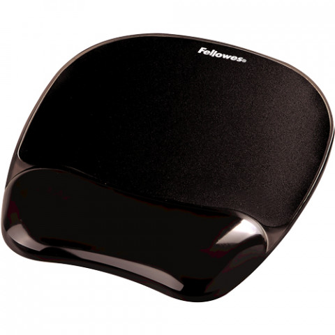 Fellowes CRYSTAL podkładka pod mysz i nadgarstek żelowa czarna - Galeria zdjęcie 1