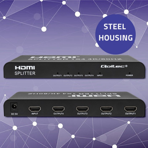 QOLTEC ROZDZIELACZ SPLITTER 4XHDMI 4KX2K | 6GB/S - Galeria zdjęcie 2