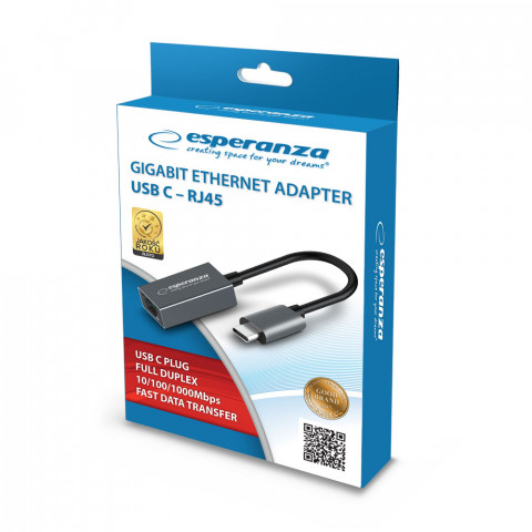 ESPERANZA ETHERNET ADAPTER USB C-RJ45 ENA102 - Galeria zdjęcie 2