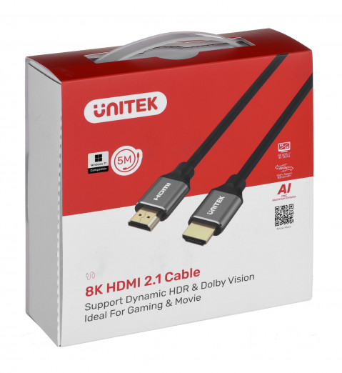 UNITEK KABEL HDMI 2.1, 8K 60HZ, 4K 120HZ, 5M,C140W - Galeria zdjęcie 8
