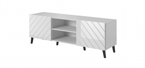 Szafka RTV ABETO 150x42x52 biały/biały połysk - Galeria zdjęcie 3