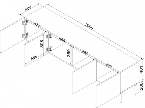 Szafka RTV SIENA 200x40x60 kaszmir mat - Galeria zdjęcie 4