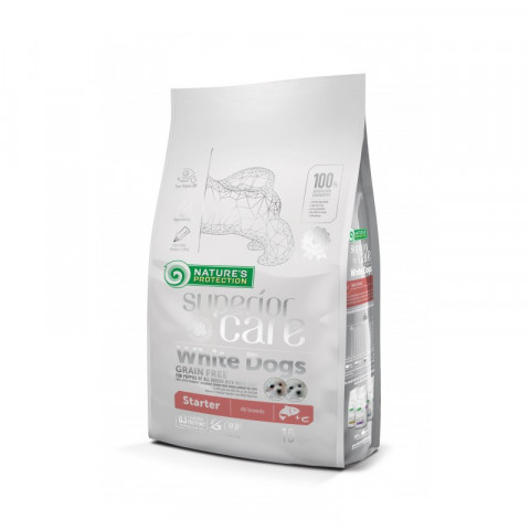 NATURE'S PROTECTION Superior Care White Dogs Grain Free Starter Łosoś - sucha karma dla psa - 10kg - Galeria zdjęcie 1