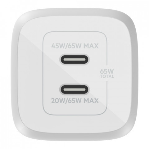 Ładowarka Belkin BoostCharge Pro Dual USB-C PD 3.0 PPS GaN Wall Charger 65W White - Galeria zdjęcie 3