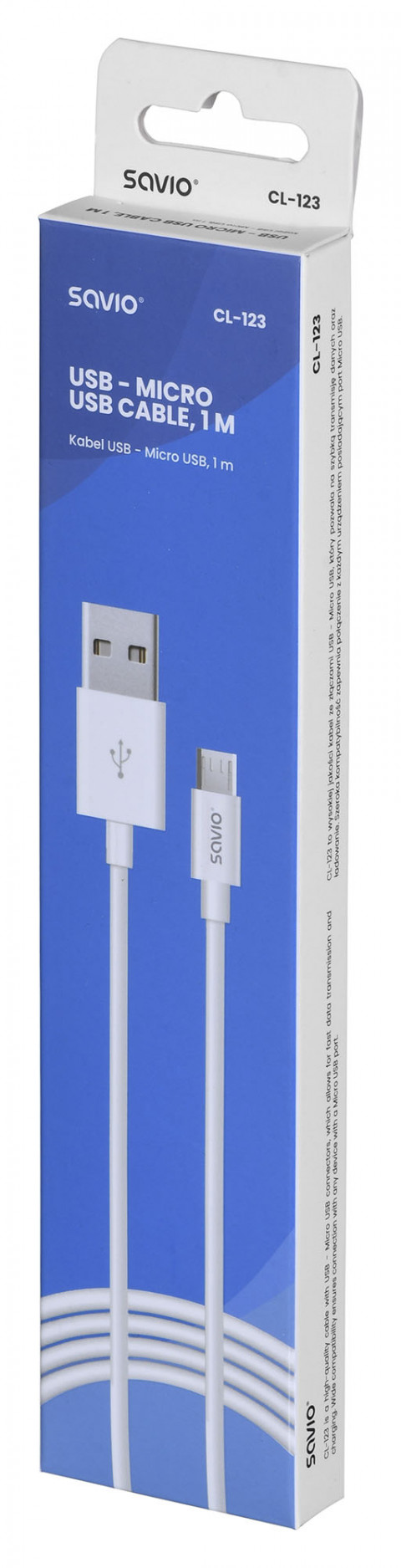 SAVIO KABEL USB - MICRO USB 2,1A, 1M CL-123 - Galeria zdjęcie 4
