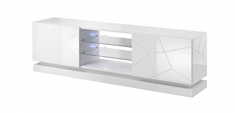 Szafka RTV QIU 200 MDF biały połysk/ biały połysk - Galeria zdjęcie 2
