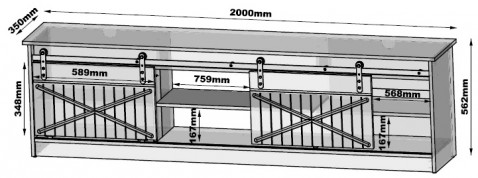 Szafka RTV GRANERO 200x56,7x35 dąb wotan - Galeria zdjęcie 7