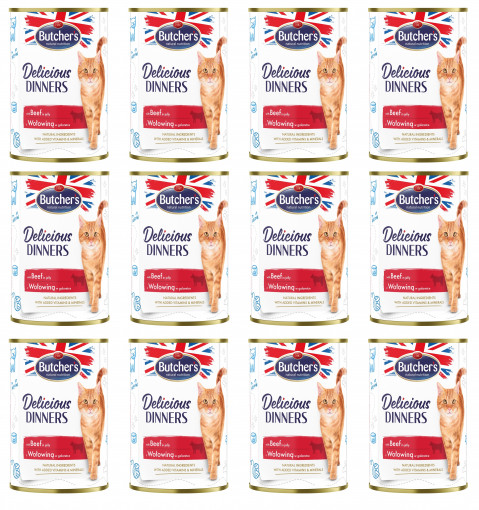 BUTCHER'S Delicious Dinners Kawałki z wołowiną w galaretce - mokra karma dla kota - 12x400g - Galeria zdjęcie 1