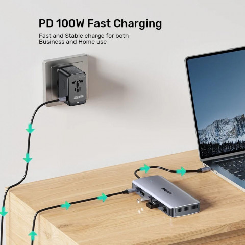 UNITEK AKTYWNY HUB USB-C 10GBPS,M.2,HDMI, PD 100W - Galeria zdjęcie 8
