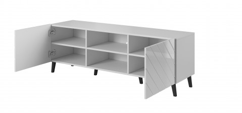Szafka RTV ABETO 150x42x52 biały/biały połysk - Galeria zdjęcie 4