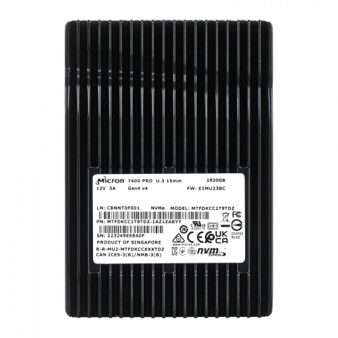 Dysk SSD Micron 7400 PRO 1.92TB U.3 (15mm) NVMe Gen4 MTFDKCC1T9TDZ-1AZ1ZABYY (DWPD 1) Tray - Galeria zdjęcie 1