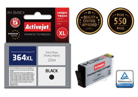 Activejet AH-364BCX Tusz do drukarki HP, Zamiennik HP 364XL CN684EE; Premium; 20 ml; czarny. - Galeria zdjęcie 2