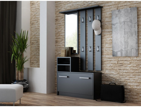 GARDEROBA-SZAFKA, LUSTRO, WIESZAK / CZARNY GC1 - Galeria zdjęcie 2