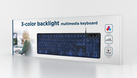 GEMBIRD KLAWIATURA MULTIMEDIALNA USB, CZARNA - Galeria zdjęcie 4
