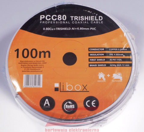 LIBOX KABEL KONCENTRYCZNY PCC80 ŻYŁA 0,8MM CU 100M - Galeria zdjęcie 5