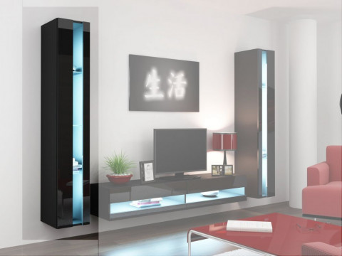 Regał VIGO NEW 180/40/30 czarny/czarny połysk - Galeria zdjęcie 2
