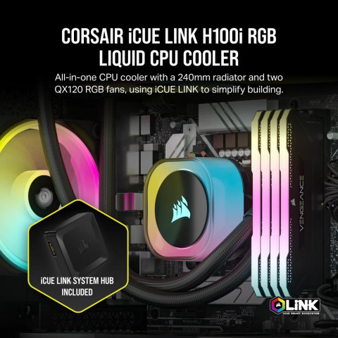 Chłodzenie wodne Corsair iCUE LINK H100i RGB Black - Galeria zdjęcie 9