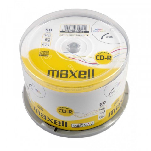 MAXELL CD-R 700MB, 50 szt. w opakowaniu cake (szpindel), szybkość zapisu 52X, 80 min. Płyty wysokiej jakości z możliwością nadruku i nagrywania muzyki. Przeznaczenie Multimedia. - Galeria zdjęcie 1