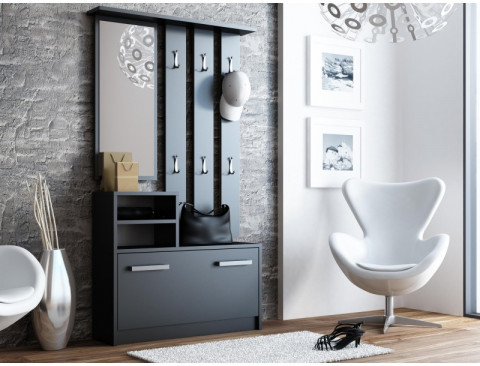 GARDEROBA-SZAFKA, LUSTRO, WIESZAK / CZARNY GC1 - Galeria zdjęcie 4