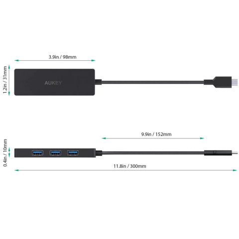 AUKEY CB-C64 HUB USB-C SLIM 4XUSB 3.1 5GBPS OTB - Galeria zdjęcie 4