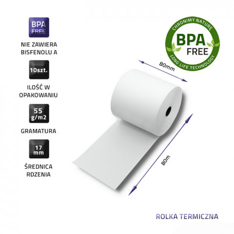 QOLTEC ROLKA TERMICZNA 80X80 | 55G/M2 | 10SZT. | - Galeria zdjęcie 3