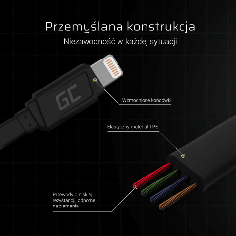 GREEN CELL KABEL USB-LIGHTNING 25CM QUICK CHARGE - Galeria zdjęcie 3