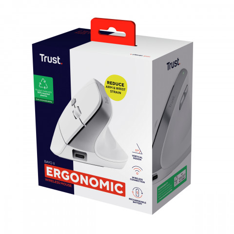 Mysz Trust BAYO II ERGONOMIC WIRELESS White (25398) - Galeria zdjęcie 9