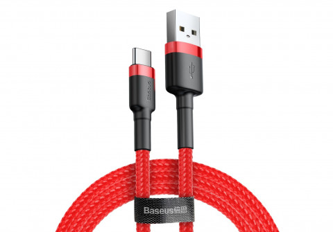 BASEUS CAFULE KABEL USB-C 3A 0,5M CZERWONY - Galeria zdjęcie 1