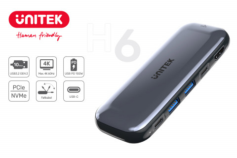 UNITEK HUB USB-C STORAGE M.2, HDMI, USB-C PD 100W, - Galeria zdjęcie 3