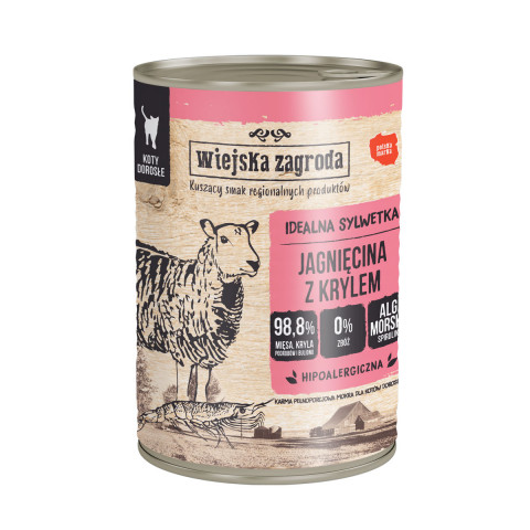 WIEJSKA ZAGRODA Jagnięcina z krylem - mokra karma dla kota - 6x400g - Galeria zdjęcie 2