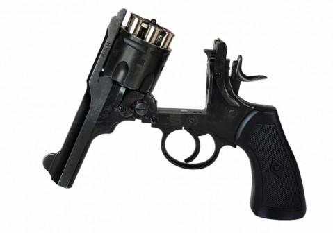 Rewolwer WEBLEY MKVI .455 Police kal.5,5 mm Diabolo łuski 6-strzał. lufa 4" CO2 Battlefield Ekp do17J - Galeria zdjęcie 5
